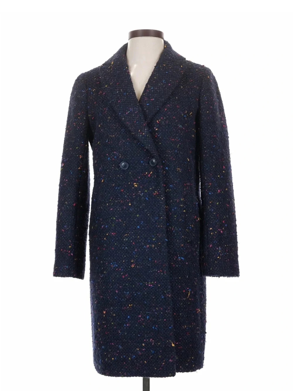 J.Crew Nalya Italian Tweed Wool Navy Topcoat 2
